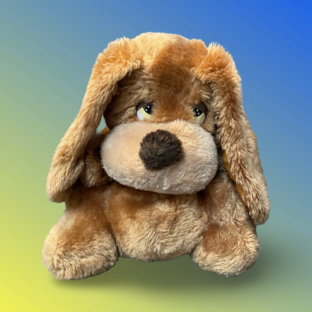 Vintage Russ Berrie Samuel Dog Plush Hand Puppet Sad Eyes Basset Hound 11"